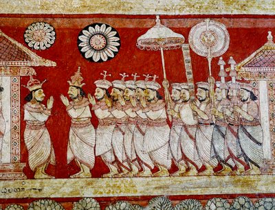 Detail of wall painting in the Degaldoruwa Vihraya Temple by Sri Lankan School